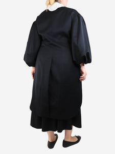 Simone Rocha Simone Rocha Black lace-collar double-breasted tailcoat - size UK 12