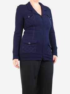 Chanel Navy 2019S crepe jacket - size UK 12