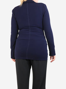 Chanel Navy 2019S crepe jacket - size UK 12