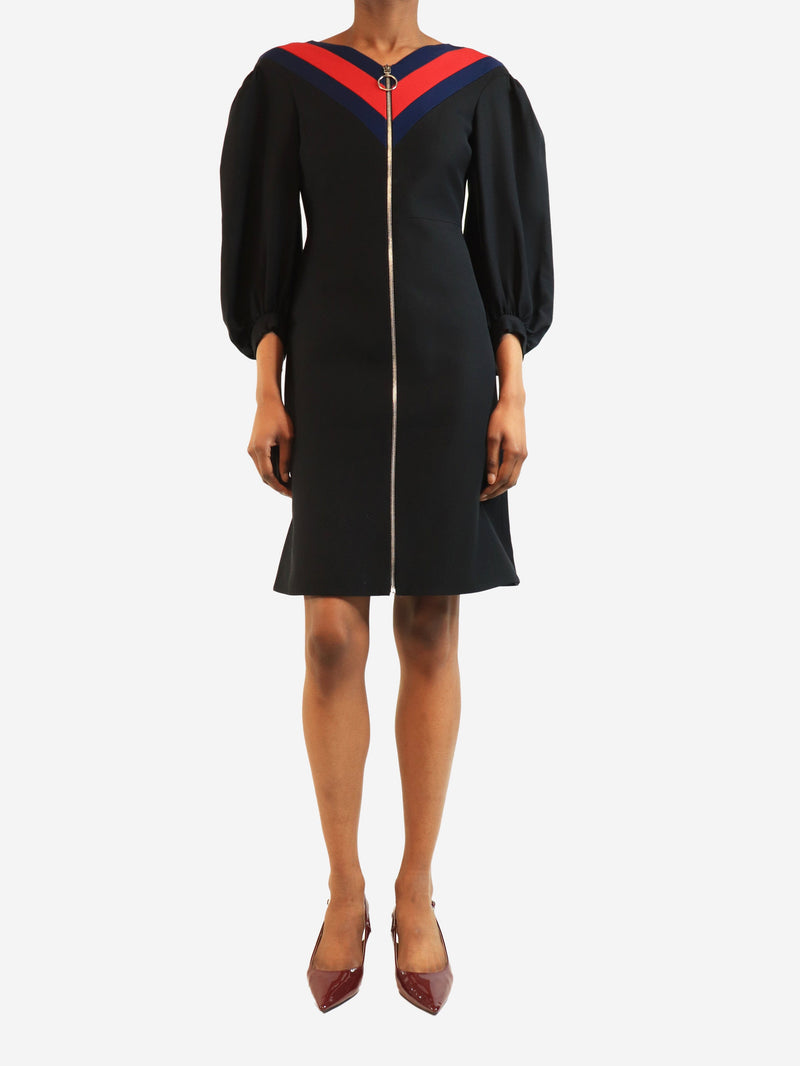 Black long-sleeve zip front midi dress - size UK 4 Dresses Gucci 