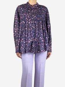 Isabel Marant Etoile Blue floral-printed peplum shirt - size UK 12