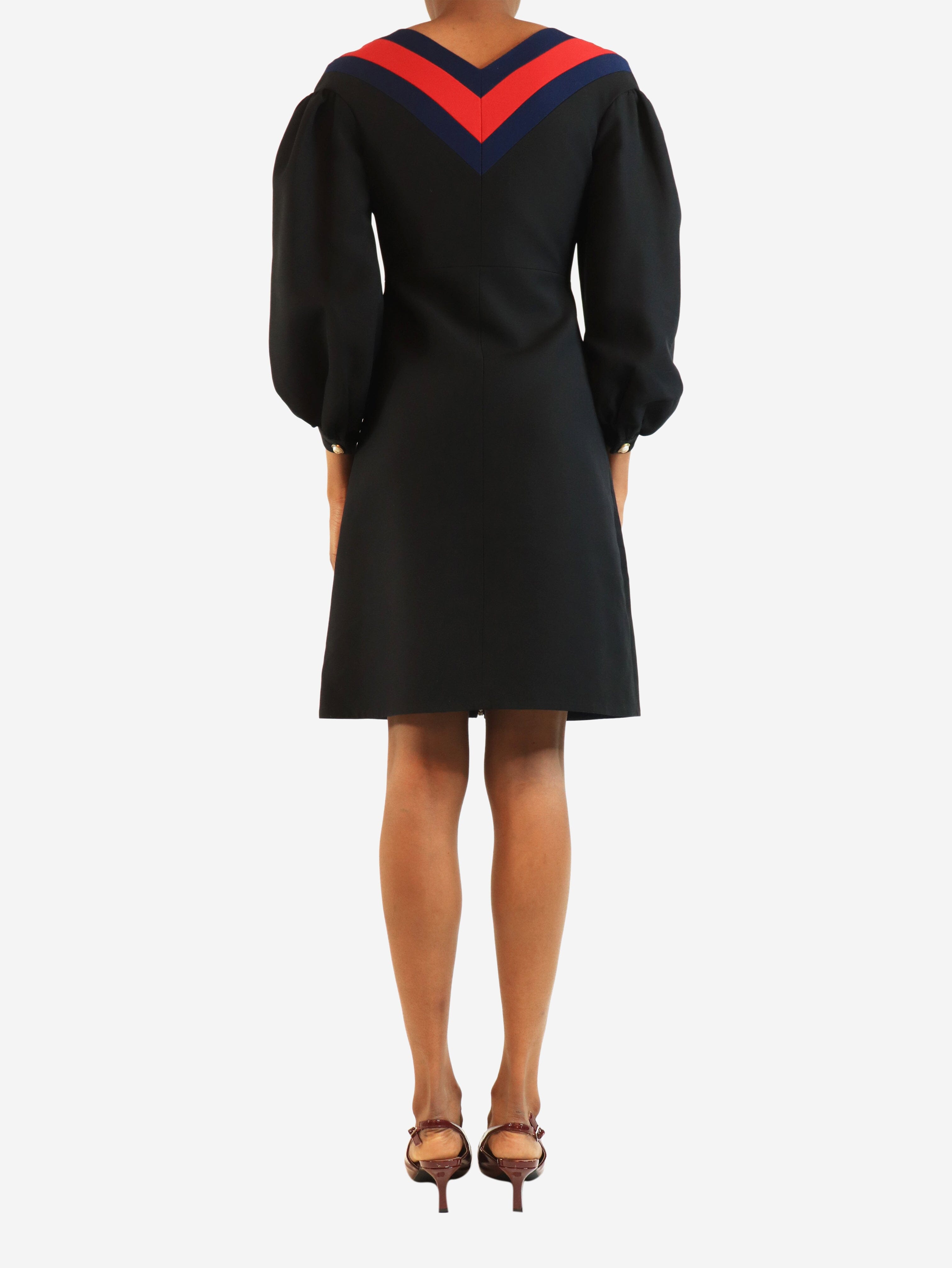 Black long-sleeve zip front midi dress - size UK 4 Dresses Gucci 
