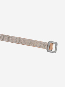 Benedetta Bruzziches Neutral crystal-embellished belt