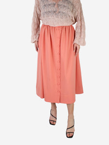 Chinti & Parker Pink button up maxi skirt - size UK 6