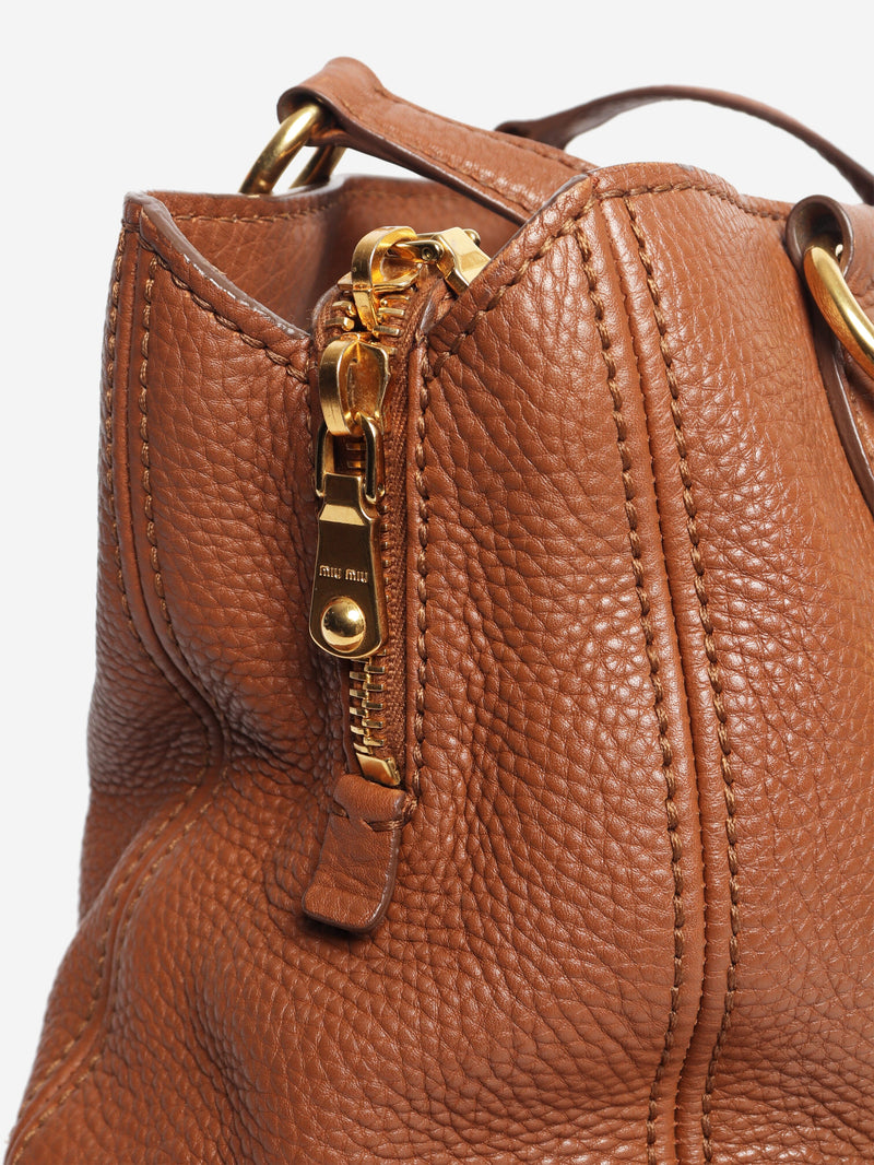 Brown leather 2way bag Top Handle Bags Miu Miu 