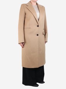 Joseph Beige single-breasted wool coat - size UK 12