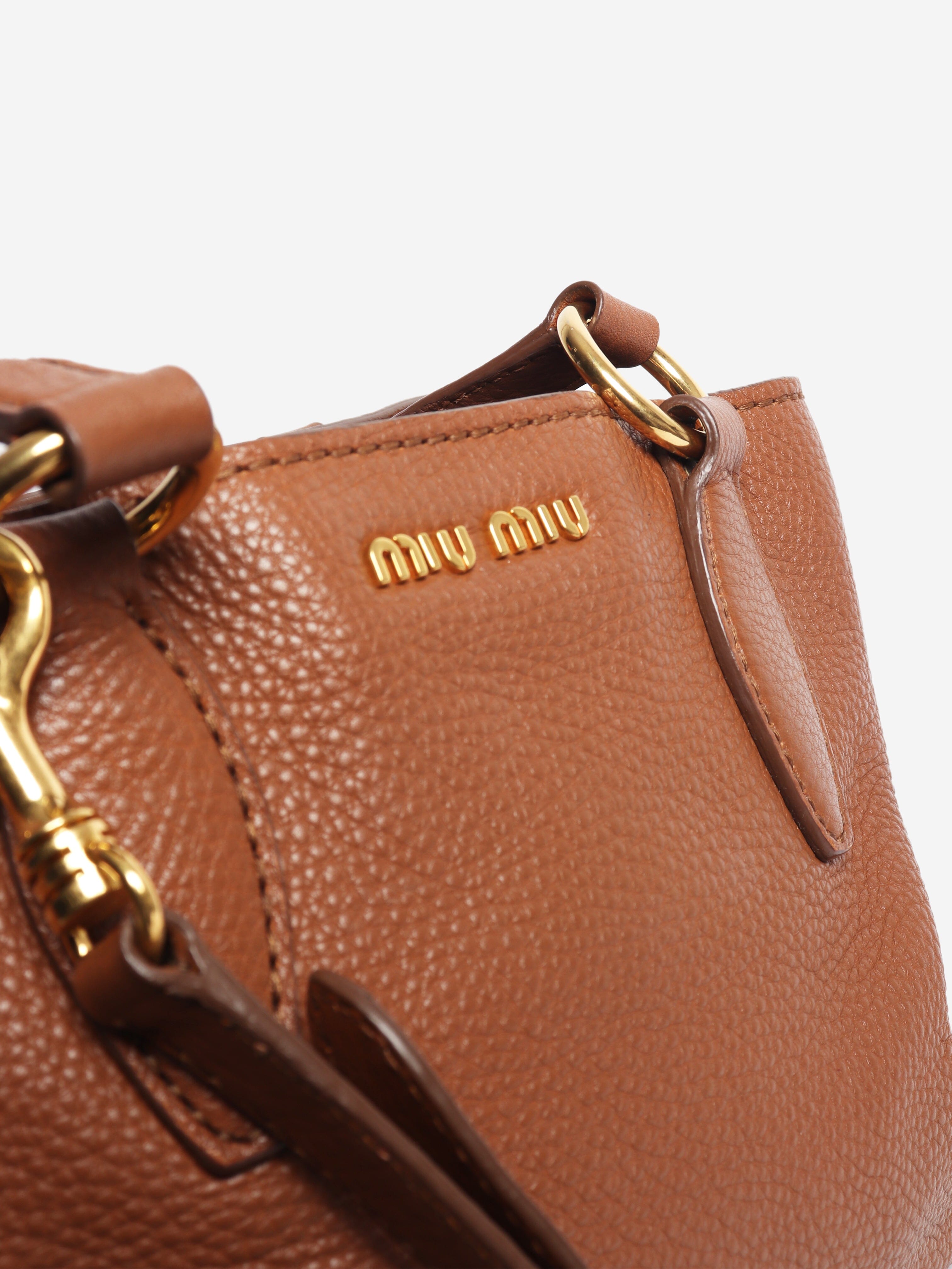 Brown leather 2way bag Top Handle Bags Miu Miu 