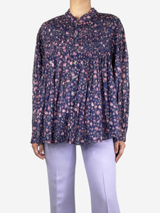 Isabel Marant Etoile Blue floral-printed peplum shirt - size UK 12