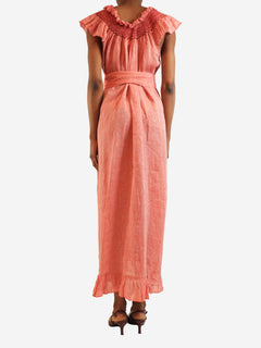 Pink linen heart maxi dress - size S Dresses Loretta Caponi 