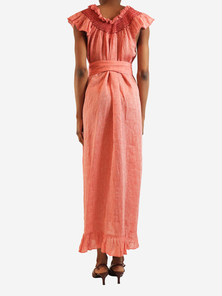 Pink linen heart maxi dress - size S alternate image