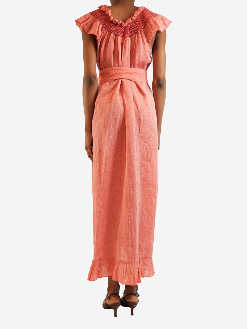 Pink linen heart maxi dress - size S Dresses Loretta Caponi 