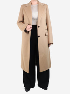 Joseph Beige single-breasted wool coat - size UK 12