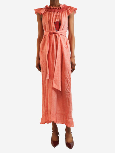 Pink linen heart maxi dress - size S Dresses Loretta Caponi 