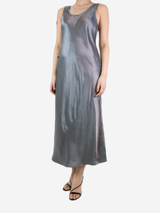 Max Mara Leisure Grey sleeveless satin dress - size UK 12