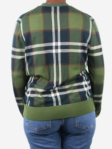 Burberry Green button-up checked cardigan - size L