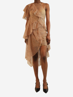 Blush pink glittery one shoulder polka-dot dress - size UK 8 Dresses zimmermann 