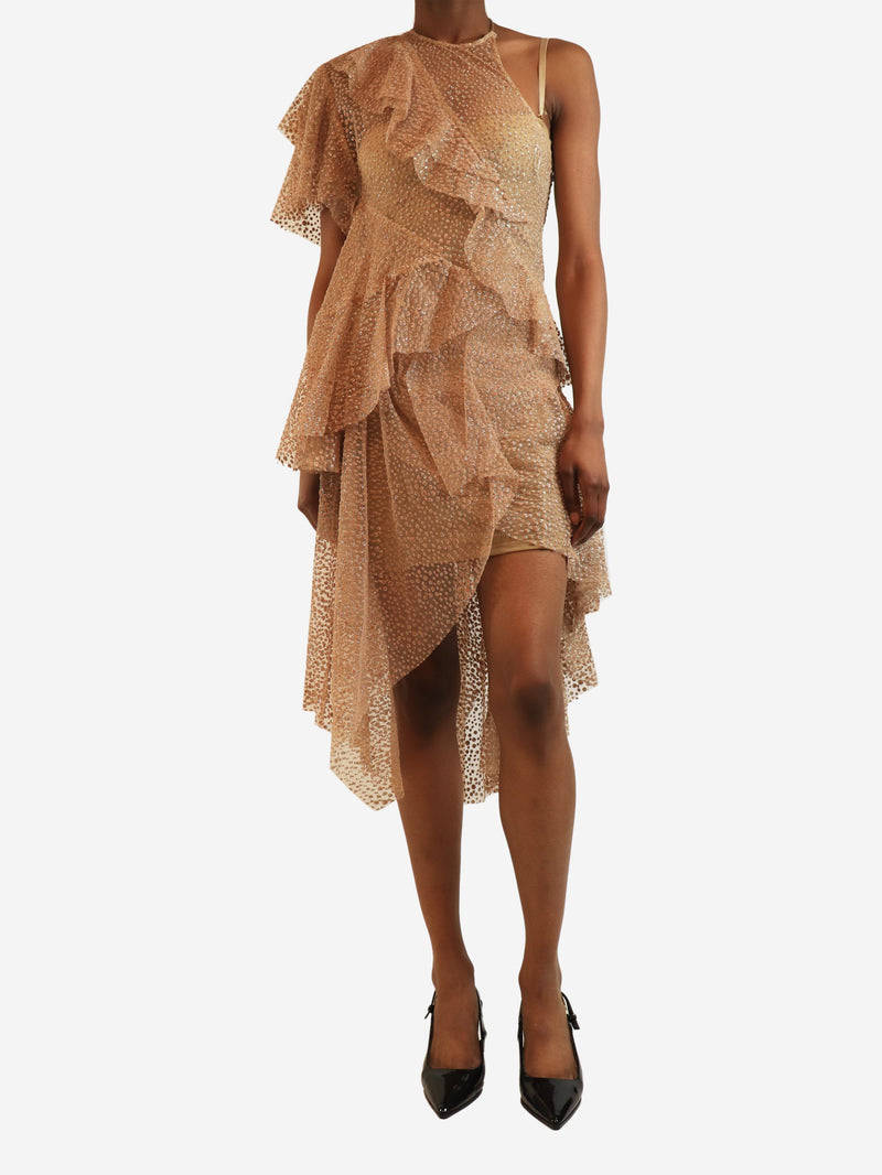 Blush pink glittery one shoulder polka-dot dress - size UK 8 Dresses zimmermann 