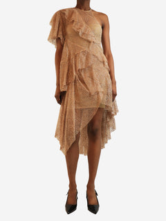 Blush pink glittery one shoulder polka-dot dress - size UK 8 Dresses zimmermann 