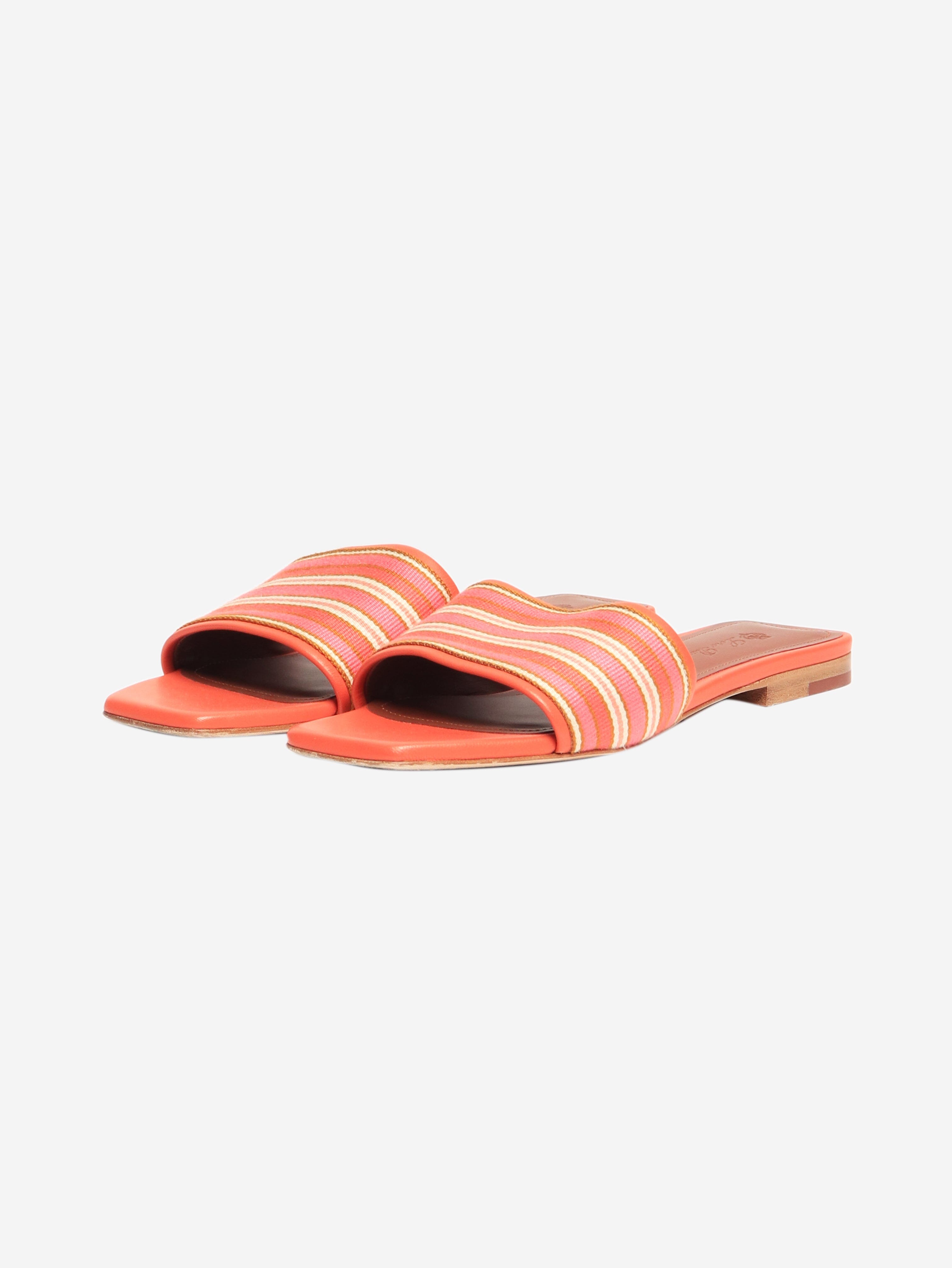 Orange leather square-toe sandals - size EU 37 Flat Sandals Loro Piana 