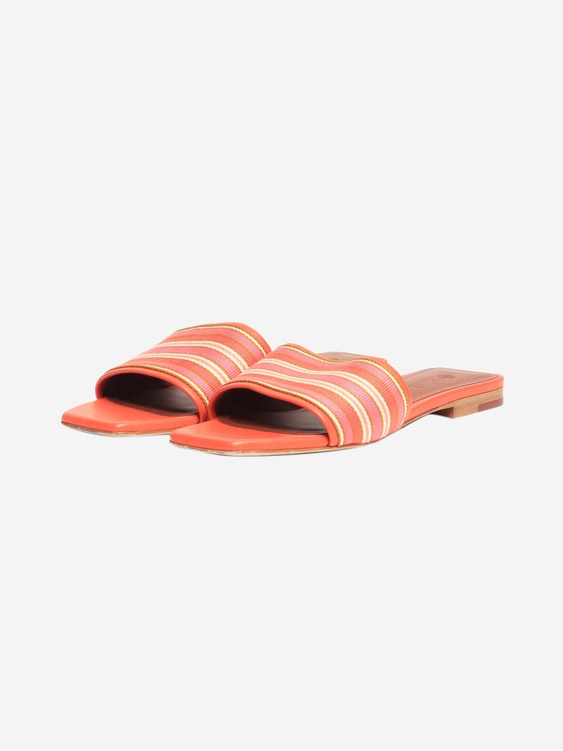 Orange leather square-toe sandals - size EU 37 Flat Sandals Loro Piana 
