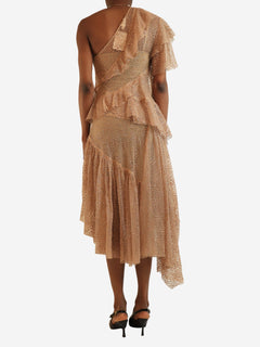 Blush pink glittery one shoulder polka-dot dress - size UK 8 Dresses zimmermann 