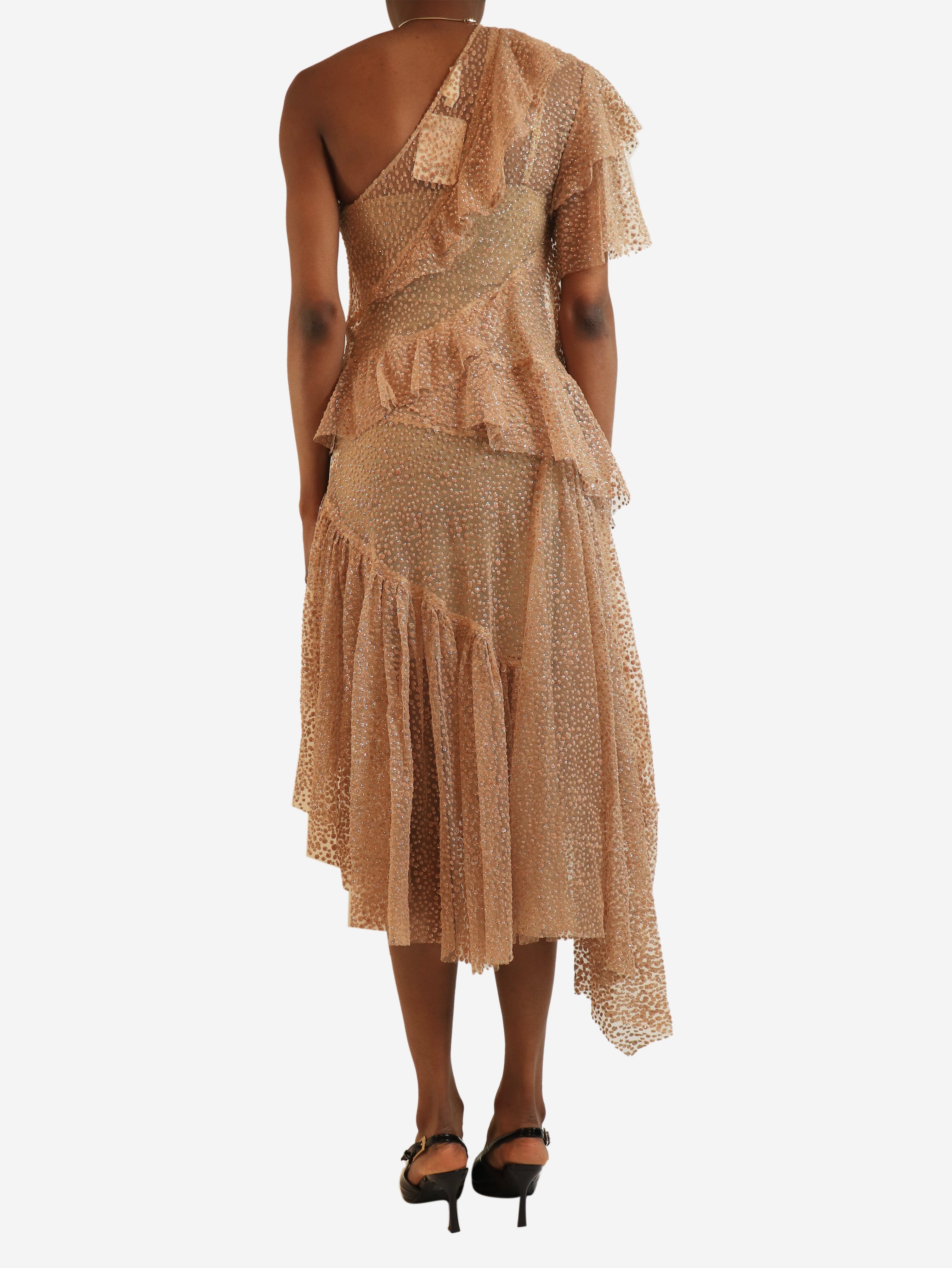 Blush pink glittery one shoulder polka-dot dress - size UK 8 Dresses zimmermann 