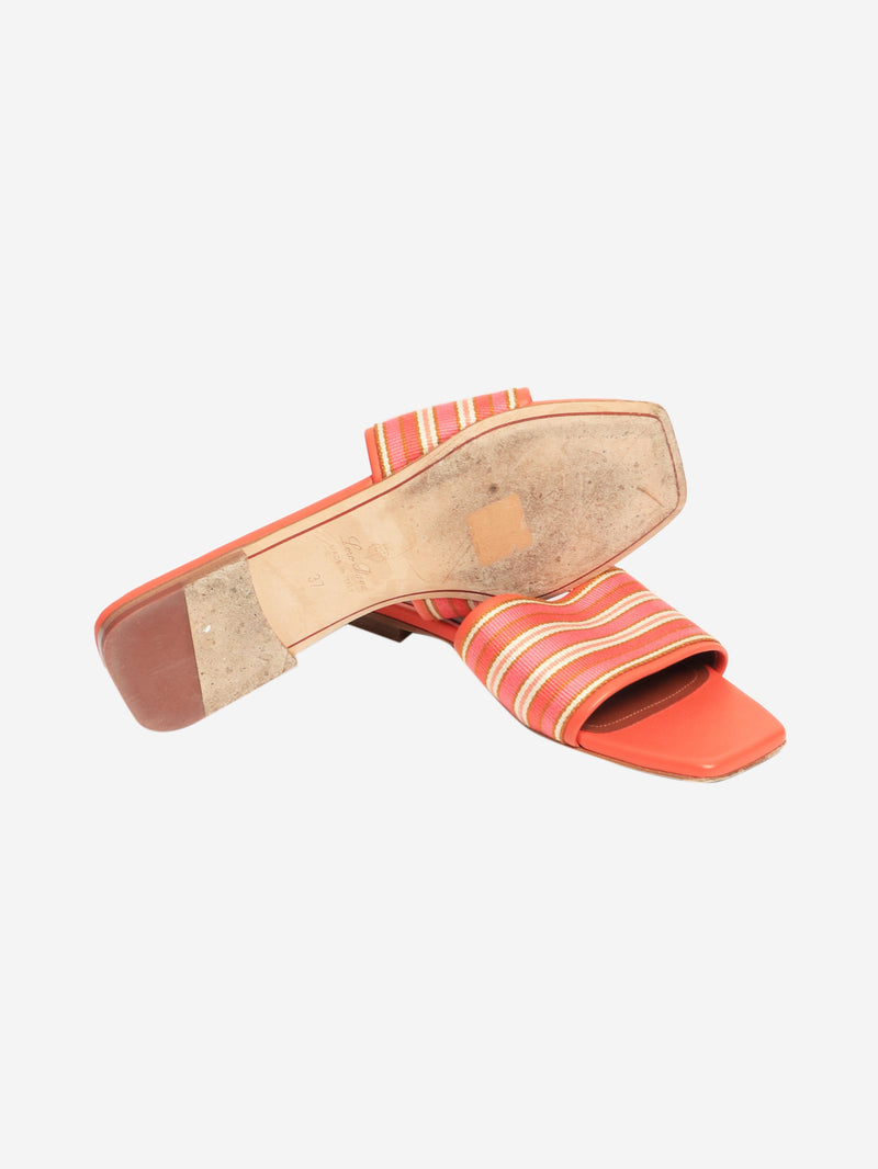 Orange leather square-toe sandals - size EU 37 Flat Sandals Loro Piana 