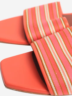 Orange leather square-toe sandals - size EU 37 Flat Sandals Loro Piana 
