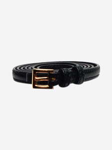 Prada Black Saffiano leather skinny belt