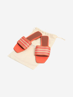 Orange leather square-toe sandals - size EU 37 Flat Sandals Loro Piana 