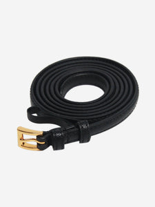 Prada Black Saffiano leather skinny belt