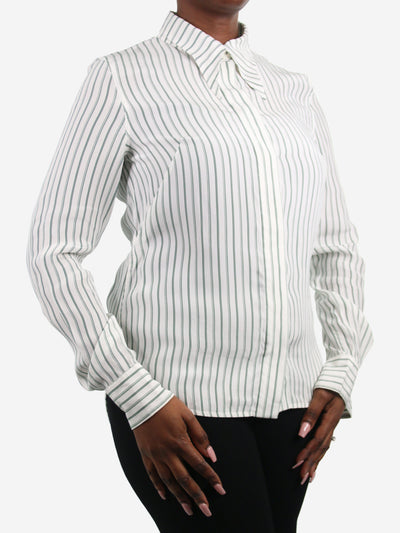 White and Green silk pinstripe shirt - size UK 12 Tops Victoria Beckham 