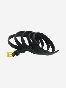 Prada Black Saffiano leather skinny belt