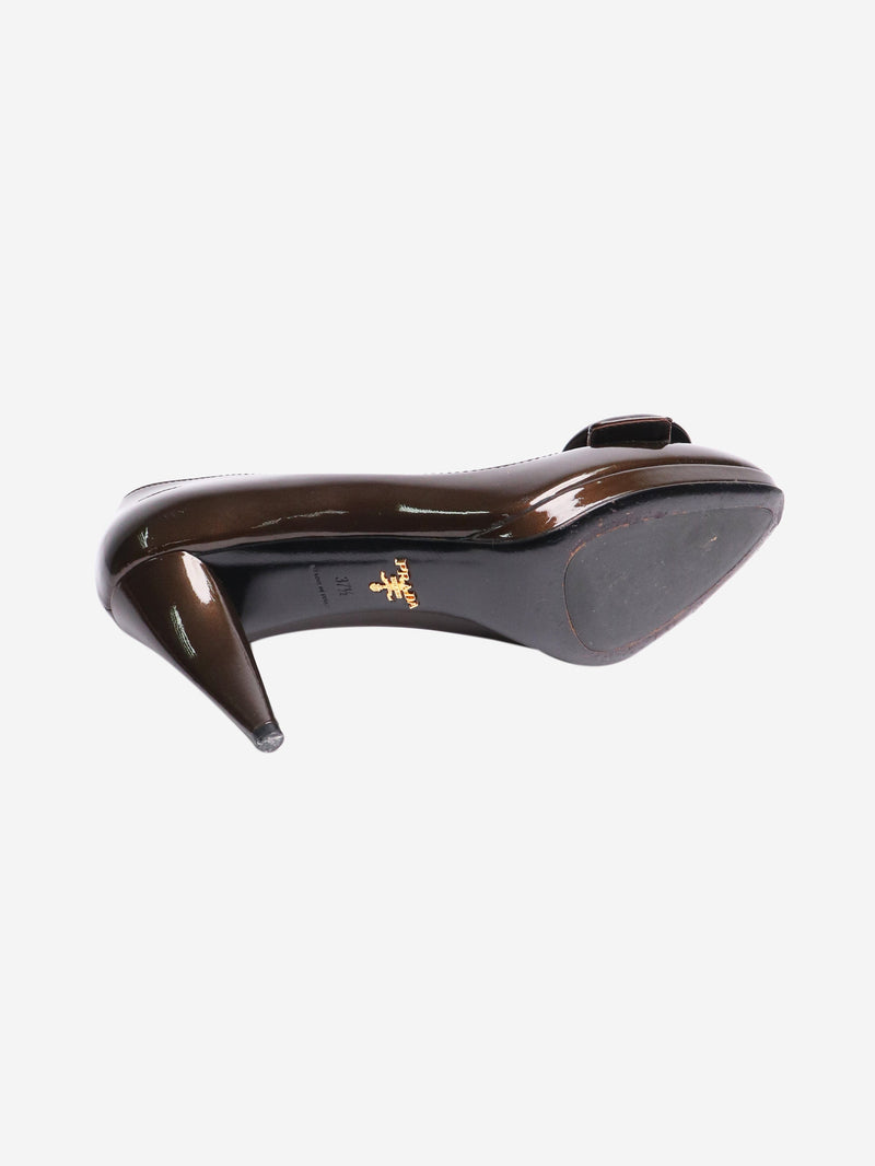 Brown patent buckle pumps - size EU 37.5 (UK 4.5) Heels Prada 