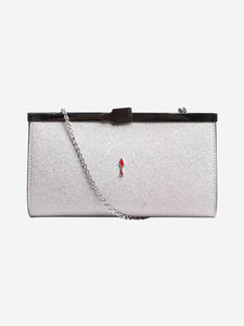 Christian Louboutin Silver glitter palmette clutch