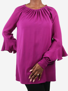 Max Mara Studio Purple long ruffle-sleeved blouse - size L