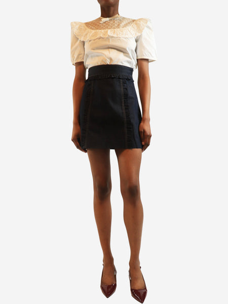 Dark-wash denim ruffle skirt - size UK 6 alternate image