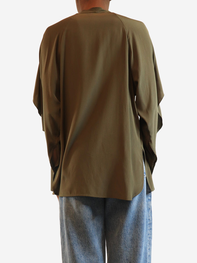 Green silk ruffle blouse - size UK 4 Tops Victoria Beckham 