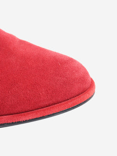 Red suede ruched knee-high boots - size EU 37.5 Boots Stuart Weitzman 