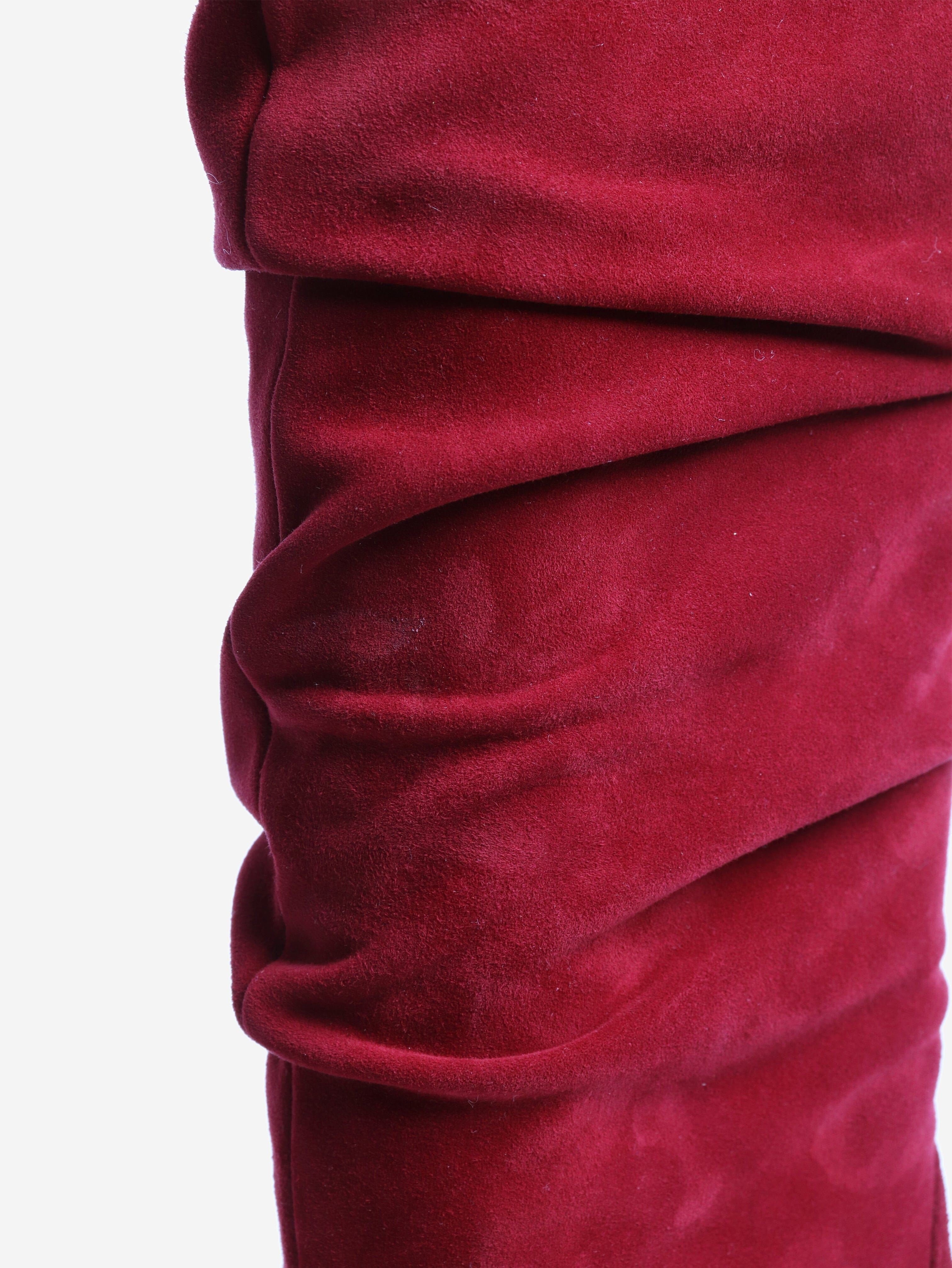Red suede ruched knee-high boots - size EU 37.5 Boots Stuart Weitzman 