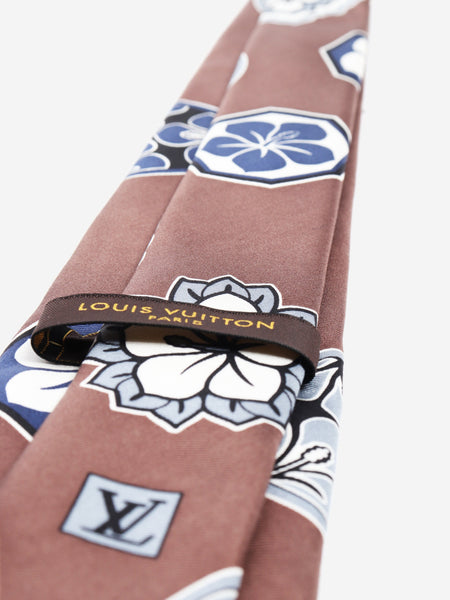 Brown silk floral tie alternate image