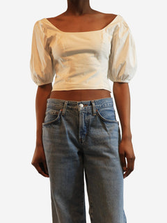 White balloon sleeve crop top - size UK 6 Tops Staud 