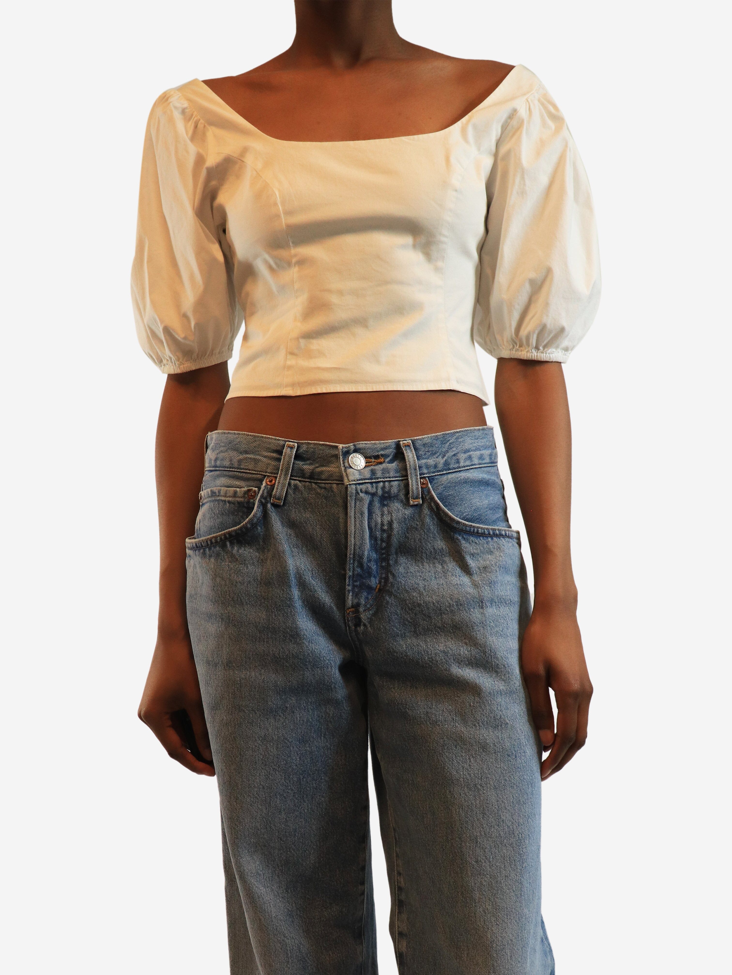 White balloon sleeve crop top - size UK 6 Tops Staud 