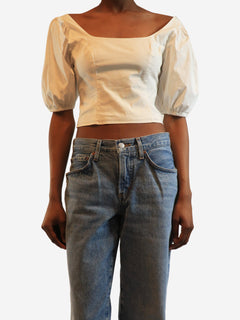 White balloon sleeve crop top - size UK 6 Tops Staud 