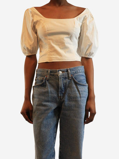 White balloon sleeve crop top - size UK 6 Tops Staud 