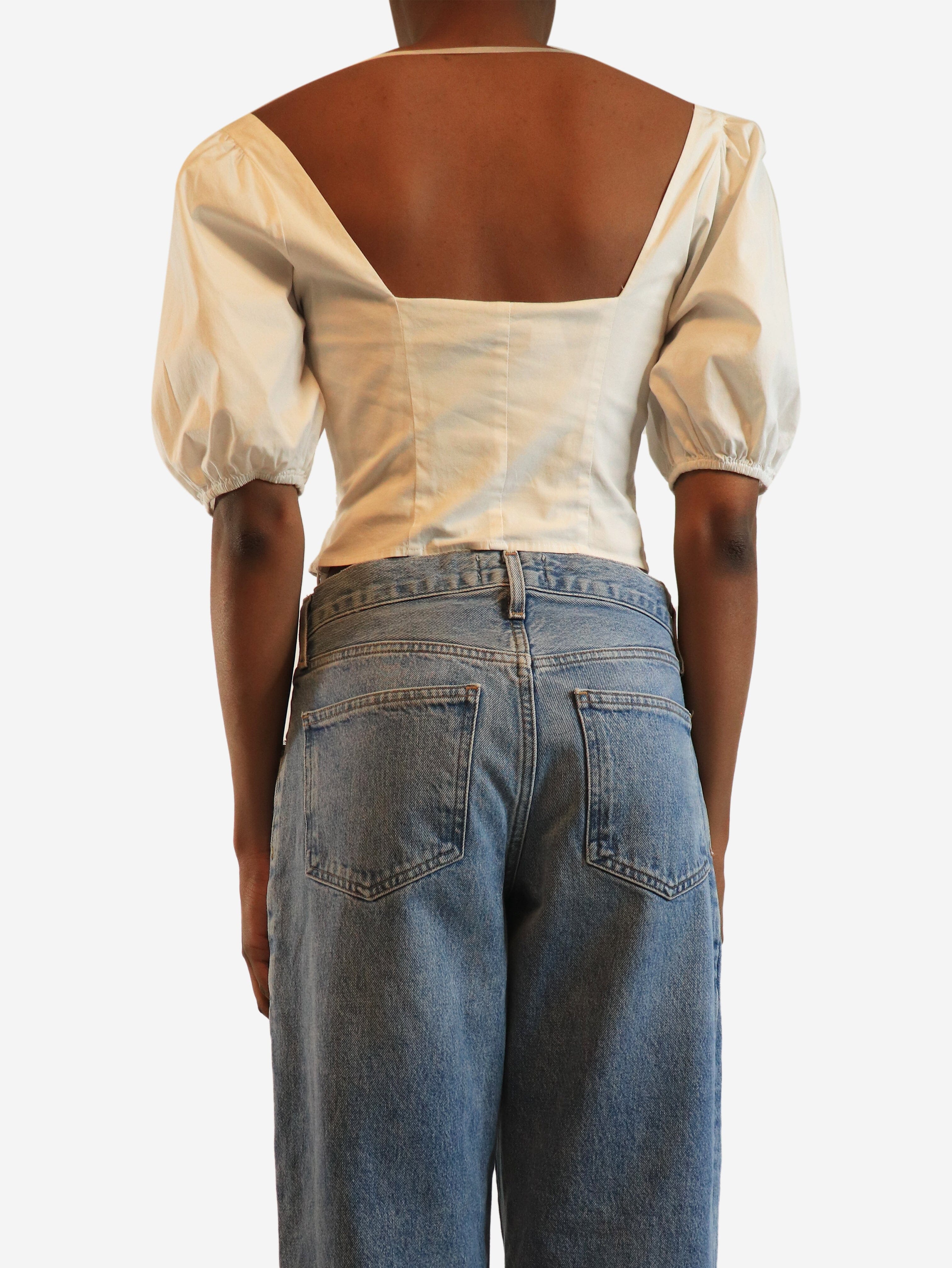 White balloon sleeve crop top - size UK 6 Tops Staud 