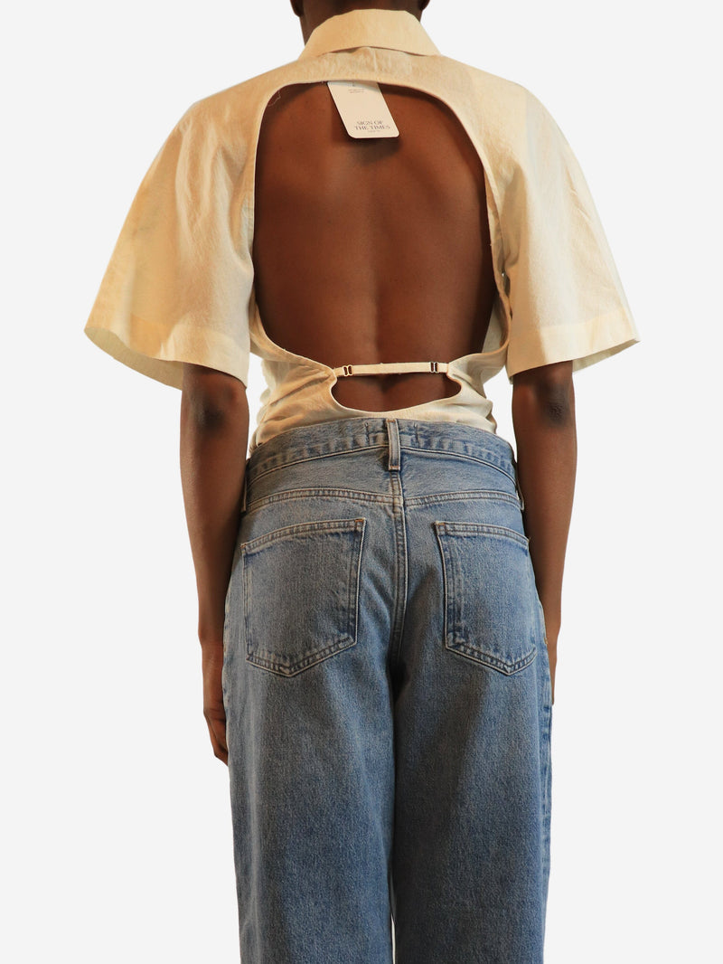 White balloon sleeve crop top - size UK 6 Tops Staud 