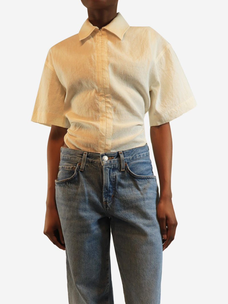 Cream zip-up le splash bodysuit - size UK 6 Tops Jacquemus 