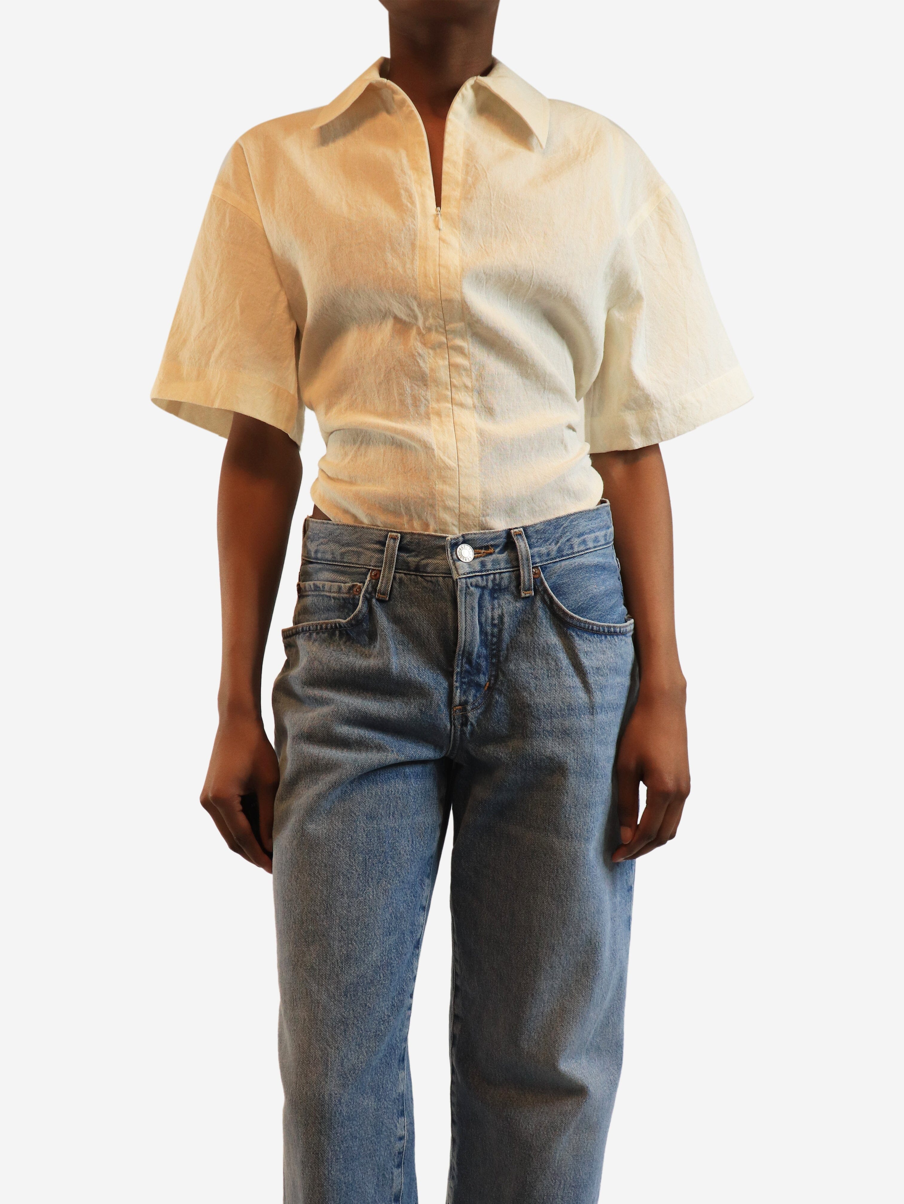 Cream zip-up le splash bodysuit - size UK 6 Tops Jacquemus 