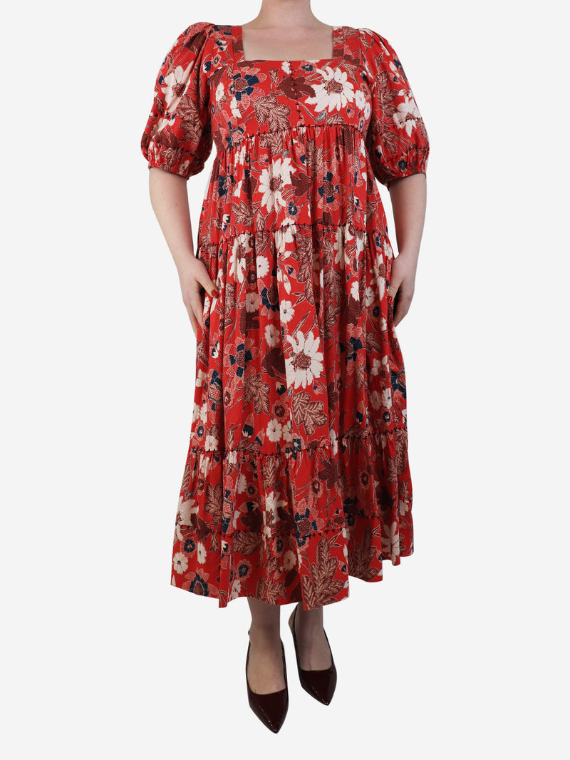 Nora gathered floral midi dress